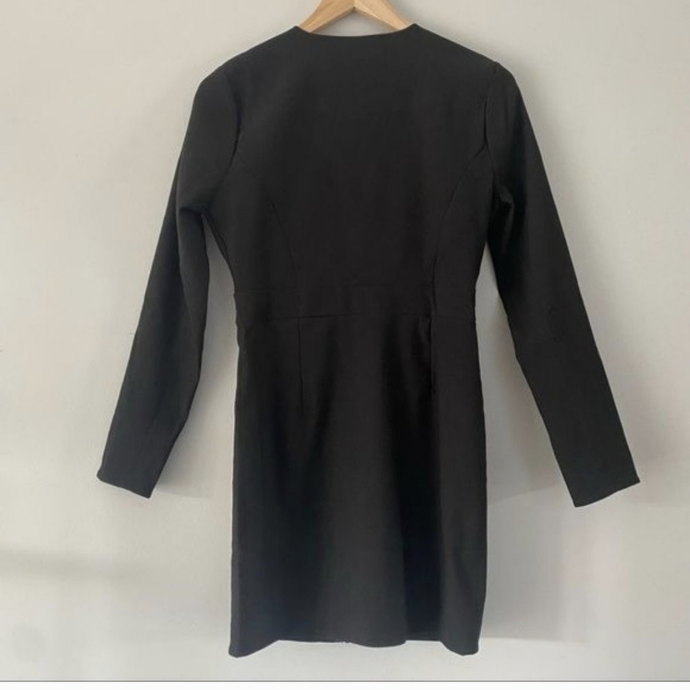 NBD x NAVEN Millie Beaded Deep V Long Sleeves Mini Dress in Black Sz S - Picture 11 of 11